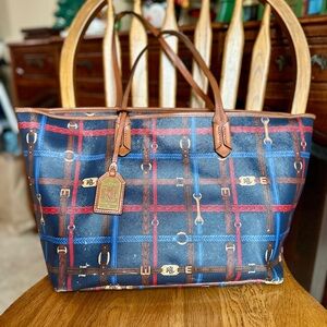 Ralph Lauren Blue and Red Equestrian Tote Carryall